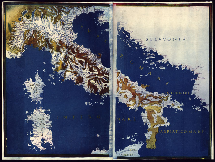 (N:16880) RIPRODUZIONE IN FAC-SIMILE DI UNA CARTA D'ITALIA DEL TOLOMEO. (B0014134) Carte e stampe antiche: riproduzione a colori su carta (formato A1)