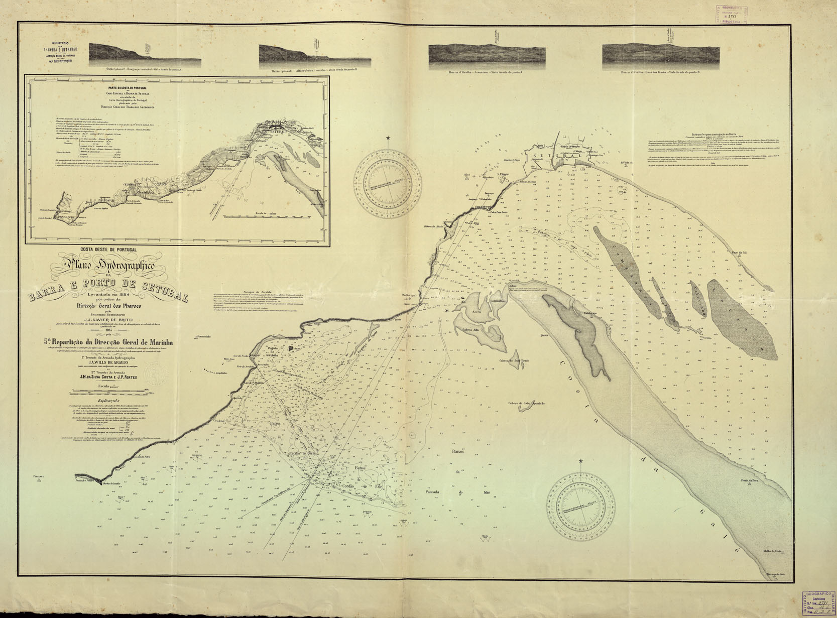 (N:16886) PLANO HYDROGRAPHICO DO BARRA E PORTO DE SETUBAL (B0014137) Carte e stampe antiche: riproduzione a colori su carta (formato A1)