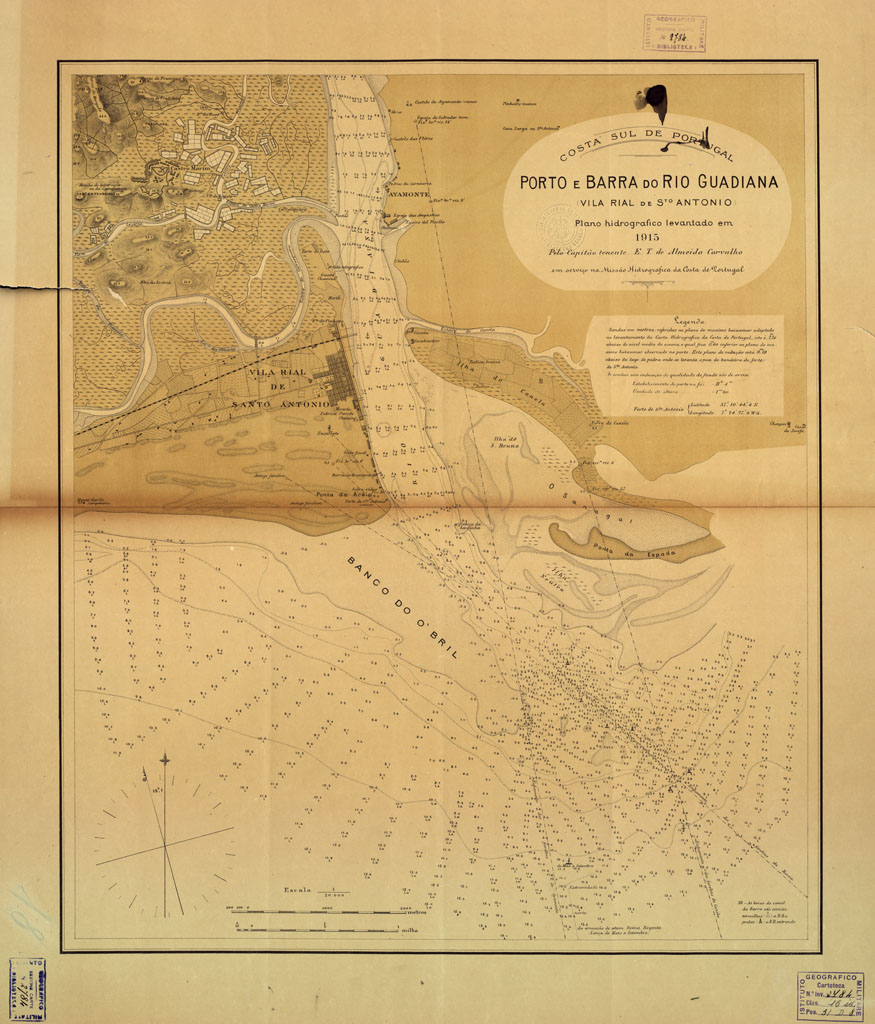 (N:16888) COSTA SUL DE PORTUGAL PORTO E BARRA DO RIO E GUADIANA (VILA RIAL DE SANTO ANTONIO) (B0014138) Carte e stampe antiche: riproduzione a colori su carta (formato A1)