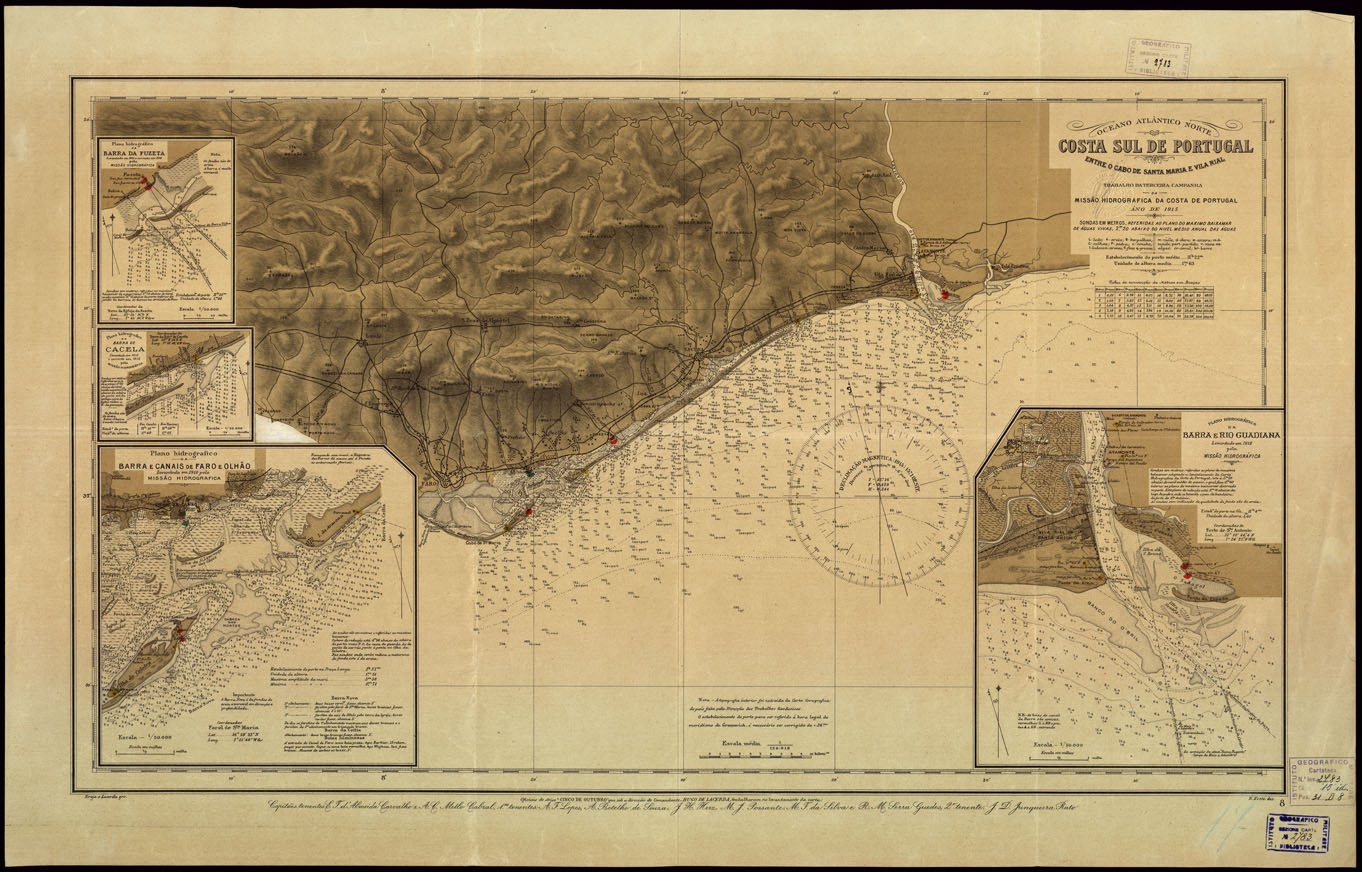 (N:16896) COSTA SUL DE PORTUGAL ENTRE O CABO DE SANTA MARIA E VILA RIAL. (B0014144) Carte e stampe antiche: riproduzione a colori su carta (formato A1)