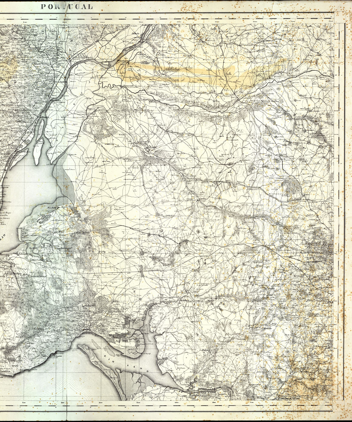 (N:16930) CARTA CHROGRAPHICA DOS TERRENOS EM VOLTA DE LISBOA (B0014179, B0014180) Carte e stampe antiche: riproduzione a colori su carta (formato A1)