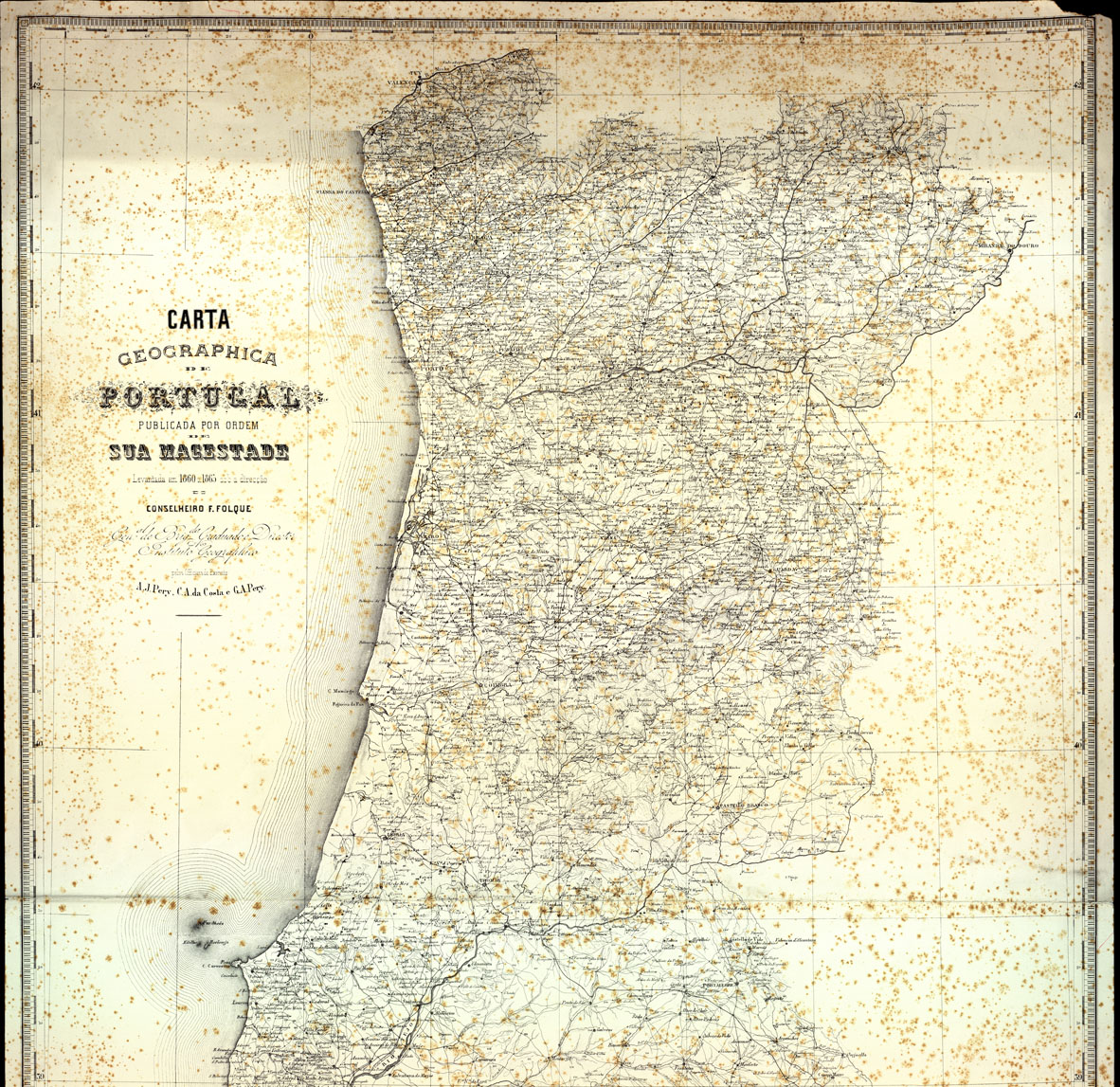 (N:16932) CARTA GEOGRAPHICA DE PORTUGAL PUBLICADA PORT ORDEM DE SUA MAESTADE (B0014181, B0014182) Carte e stampe antiche: riproduzione a colori su carta (formato A1)