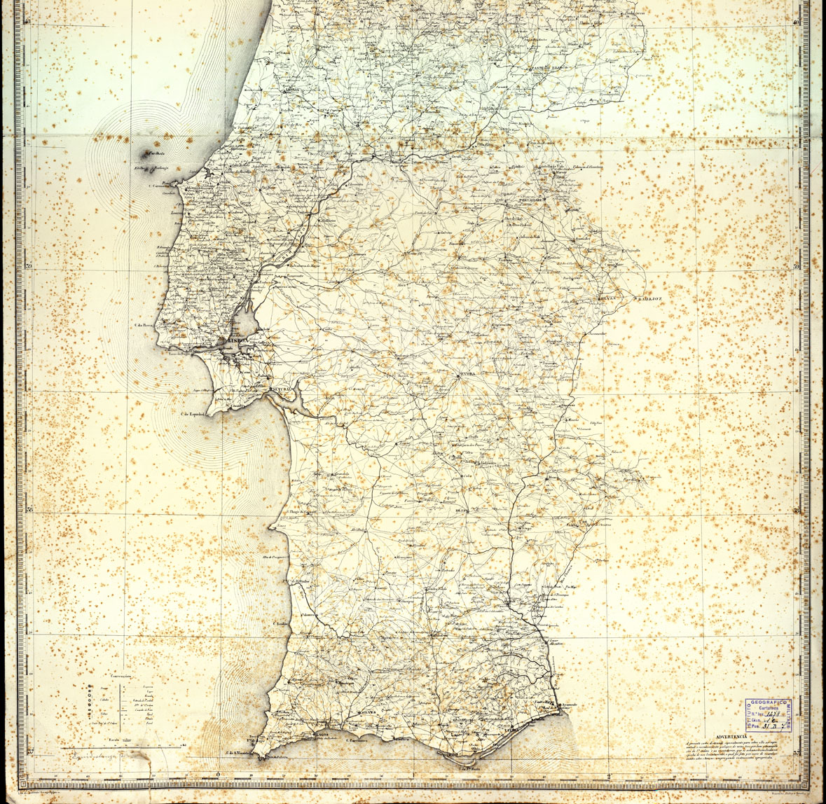 (N:16932) CARTA GEOGRAPHICA DE PORTUGAL PUBLICADA PORT ORDEM DE SUA MAESTADE (B0014181, B0014182) Carte e stampe antiche: riproduzione a colori su carta (formato A1)