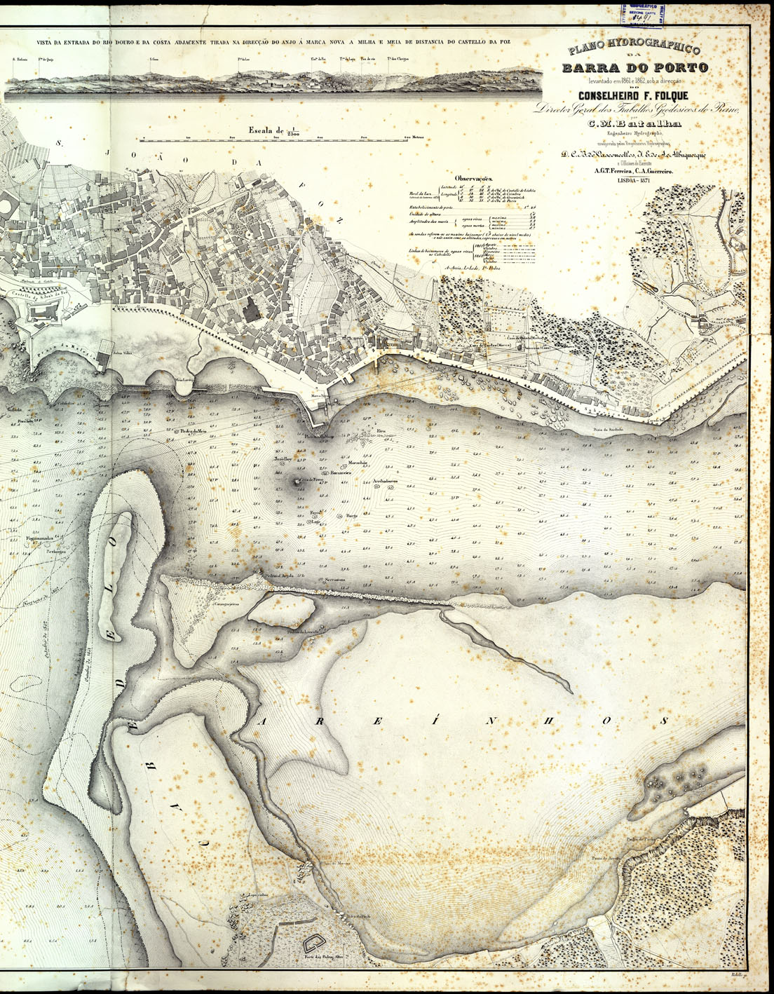 (N:16934) PLANO HYDROGRAPHICO DA BARRA DO PORTO (B0014183, B0014184) Carte e stampe antiche: riproduzione a colori su carta (formato A1)