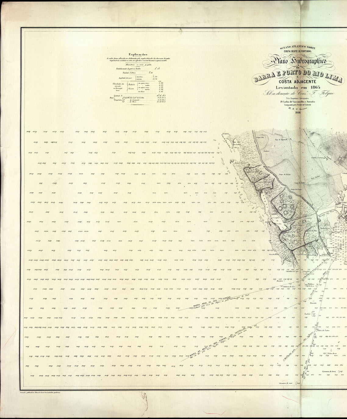 (N:16937) PLANO HYDROGRAPHICO DA BARRA E PORTO DO RIO LIMA COSTA ADJACENTE (B0014187, B0014186) Carte e stampe antiche: riproduzione a colori su carta (formato A1)