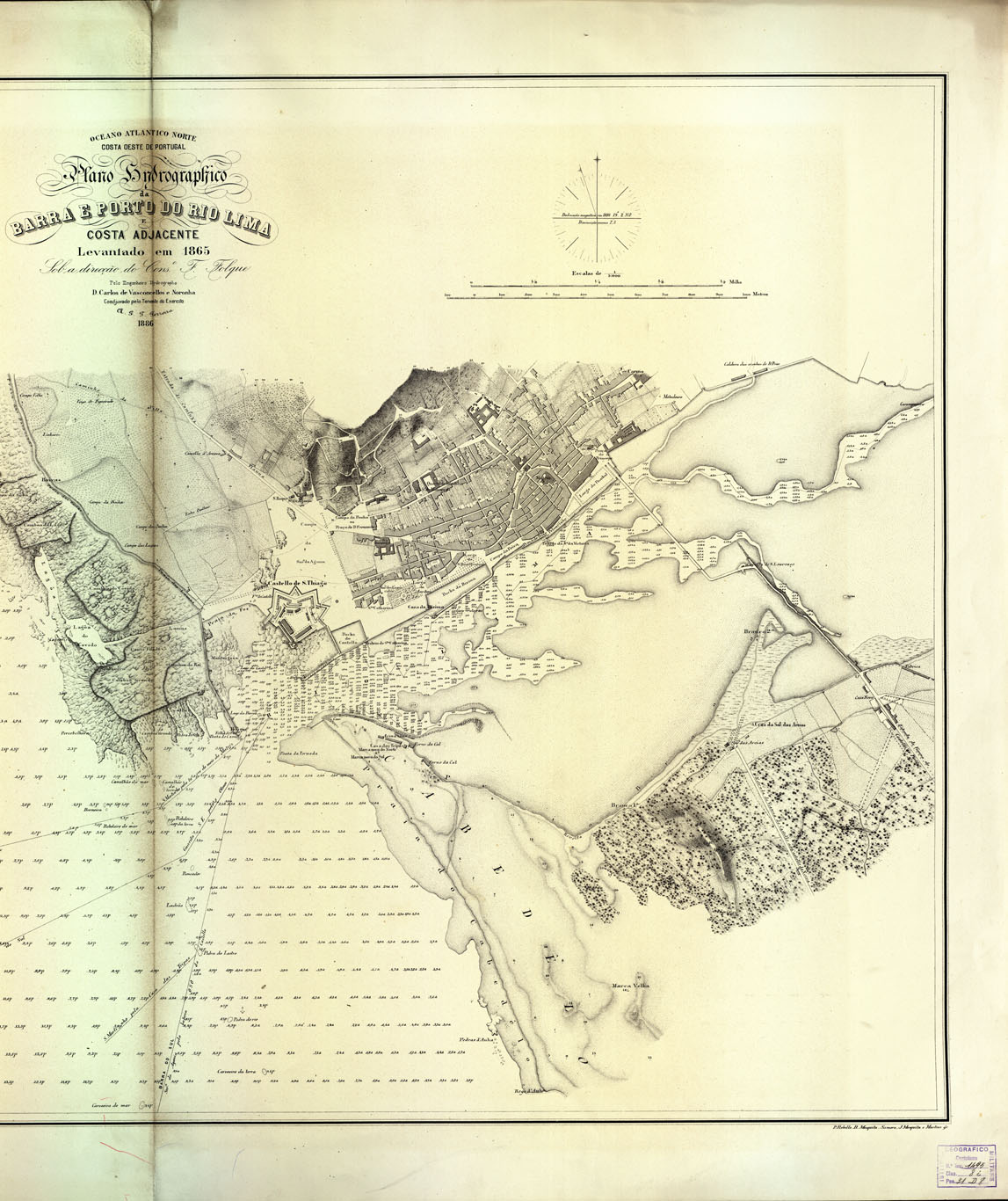 (N:16937) PLANO HYDROGRAPHICO DA BARRA E PORTO DO RIO LIMA COSTA ADJACENTE (B0014187, B0014186) Carte e stampe antiche: riproduzione a colori su carta (formato A1)