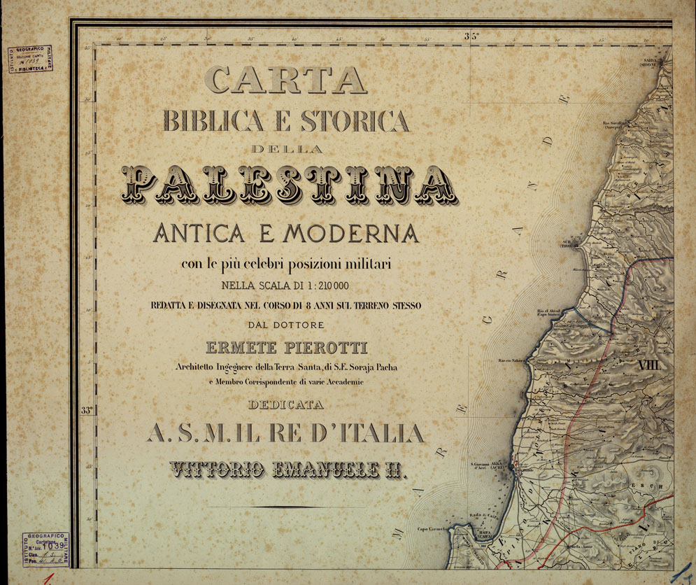 (N:17018) CARTA BIBLICA E STORICA DELLA PALESTINA ANTICA E MODERNA Foglio 1 (B0014233) Carte e stampe antiche: riproduzione a colori su carta (formato A1)