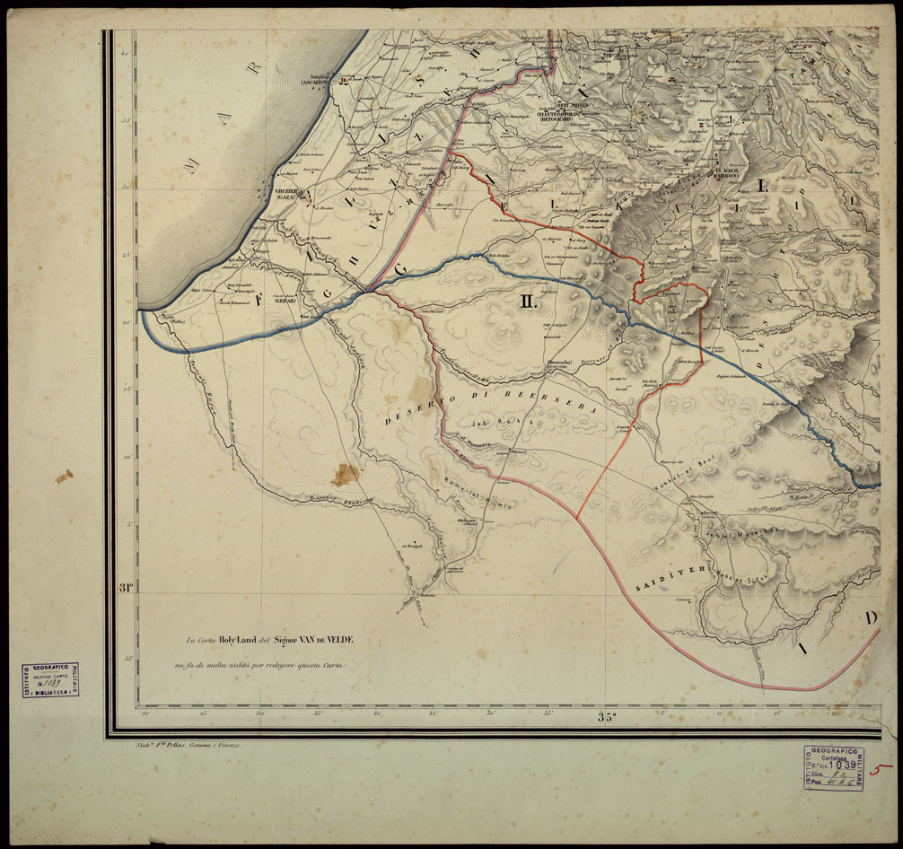 (N:17023) CARTA BIBLICA E STORICA DELLA PALESTINA ANTICA E MODERNA Foglio 5 (B0014237) Carte e stampe antiche: riproduzione a colori su carta (formato A1)