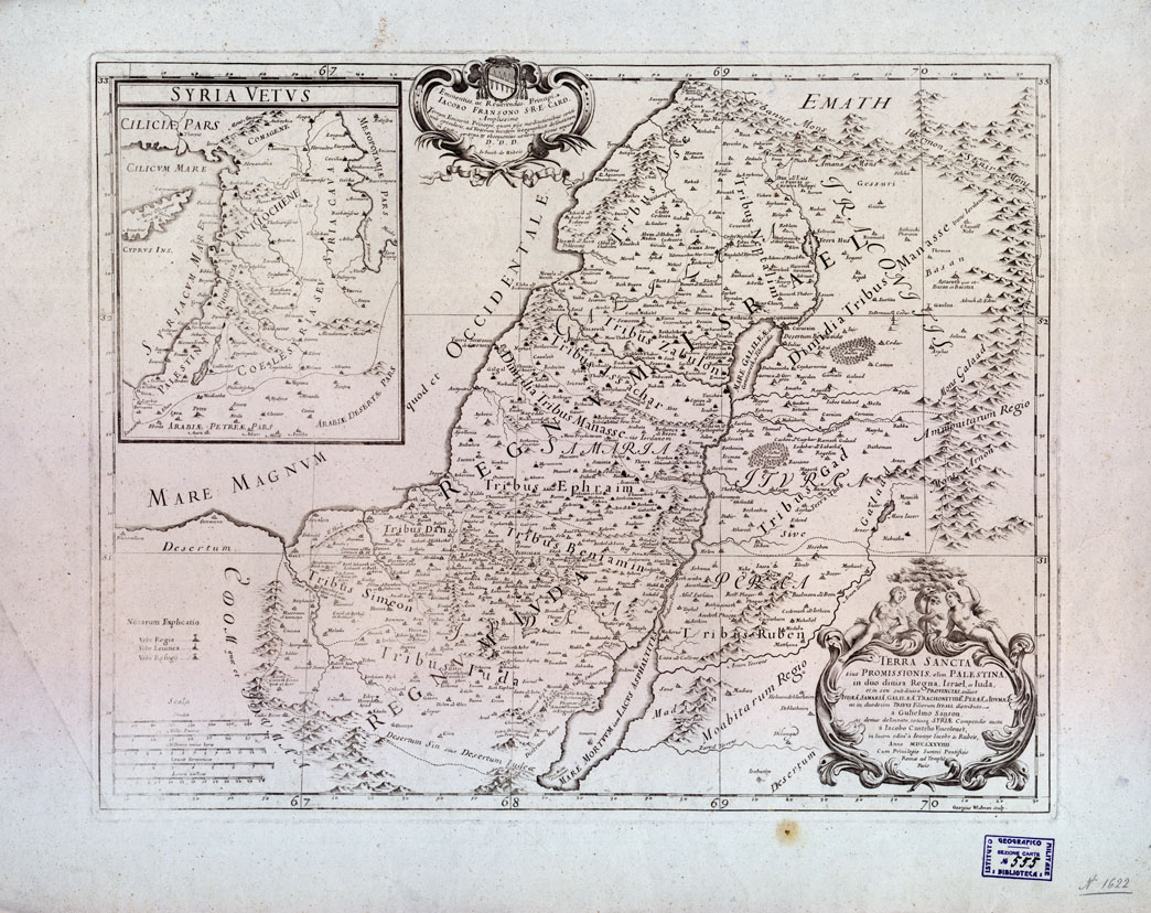 (N:17030) TERRA SANTA, SINE PROMISSIONIS, OLIM PALESTINA ECC. (B0014240) Carte e stampe antiche: riproduzione a colori su carta (formato A1)