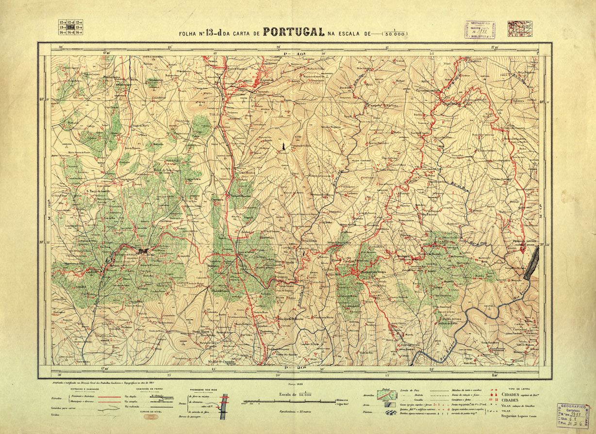 (N:17662) CARTA DE PORTUGAL - Foglio 13-d (B0014490) Carte e stampe antiche: riproduzione a colori su carta (formato A1)