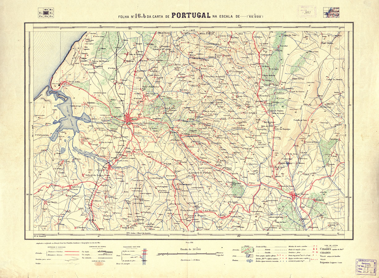 (N:17686) CARTA DE PORTUGAL - Foglio 16-b (B0014498) Carte e stampe antiche: riproduzione a colori su carta (formato A1)