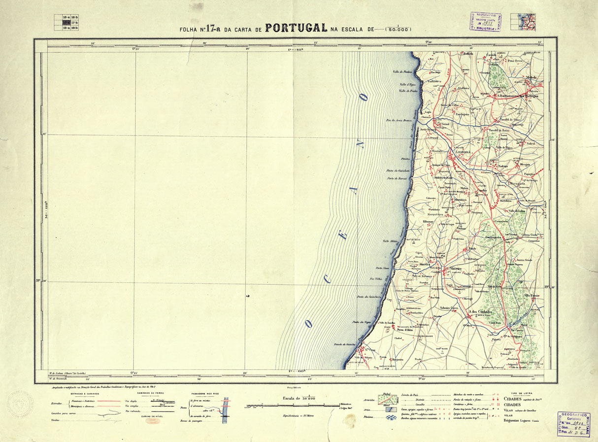 (N:17692) CARTA DE PORTUGAL - Foglio 17-a (B0014500) Carte e stampe antiche: riproduzione a colori su carta (formato A1)