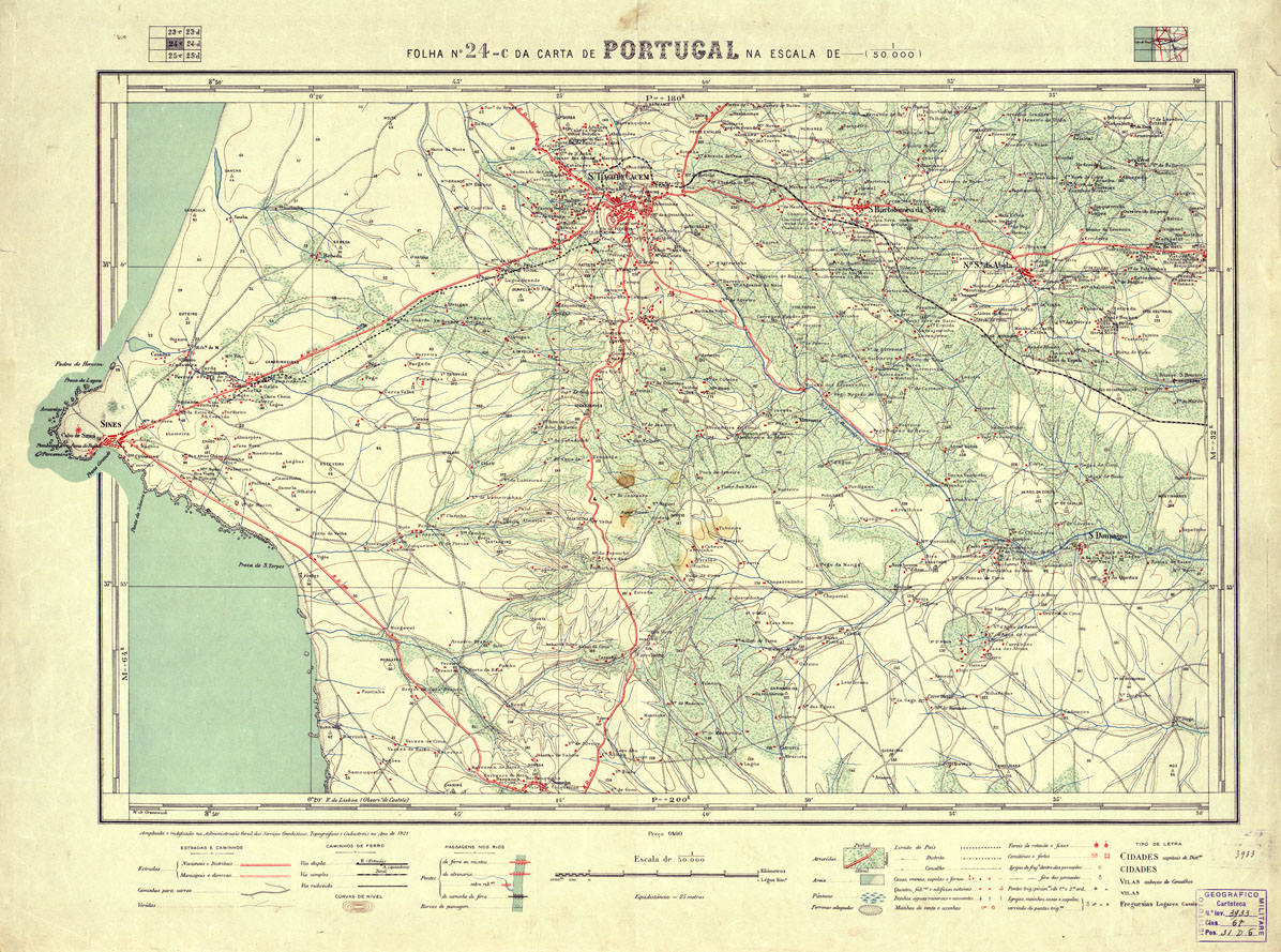(N:17722) CARTA DE PORTUGAL - Foglio 24-c (B0014517) Carte e stampe antiche: riproduzione a colori su carta (formato A1)