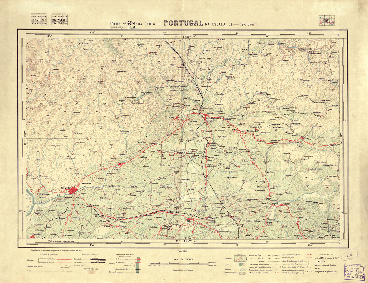 (N:17799) CARTA DE PORTUGAL - Foglio 49-d (B0014529) Carte e stampe antiche: riproduzione a colori su carta (formato A1)