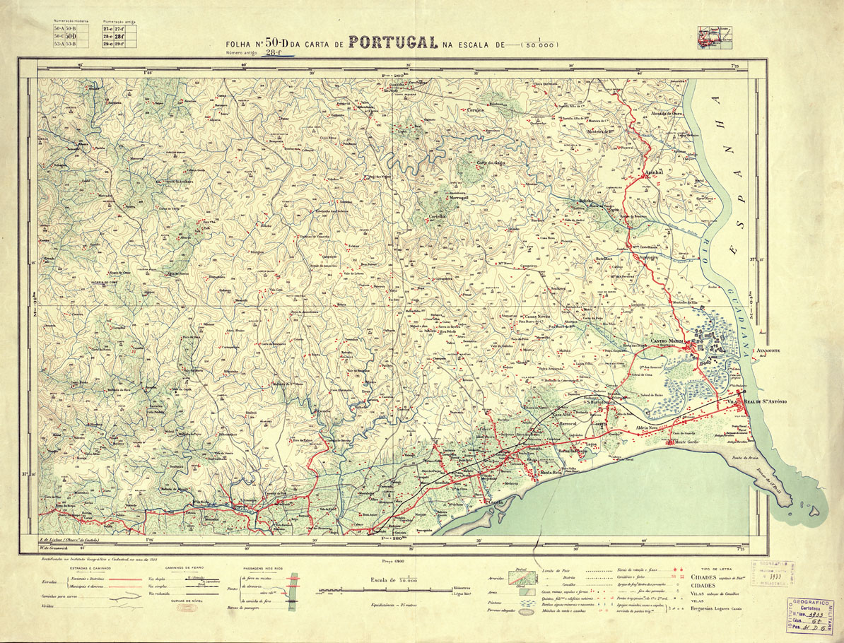 (N:17801) CARTA DE PORTUGAL - Foglio 50-d (B0014531) Carte e stampe antiche: riproduzione a colori su carta (formato A1)