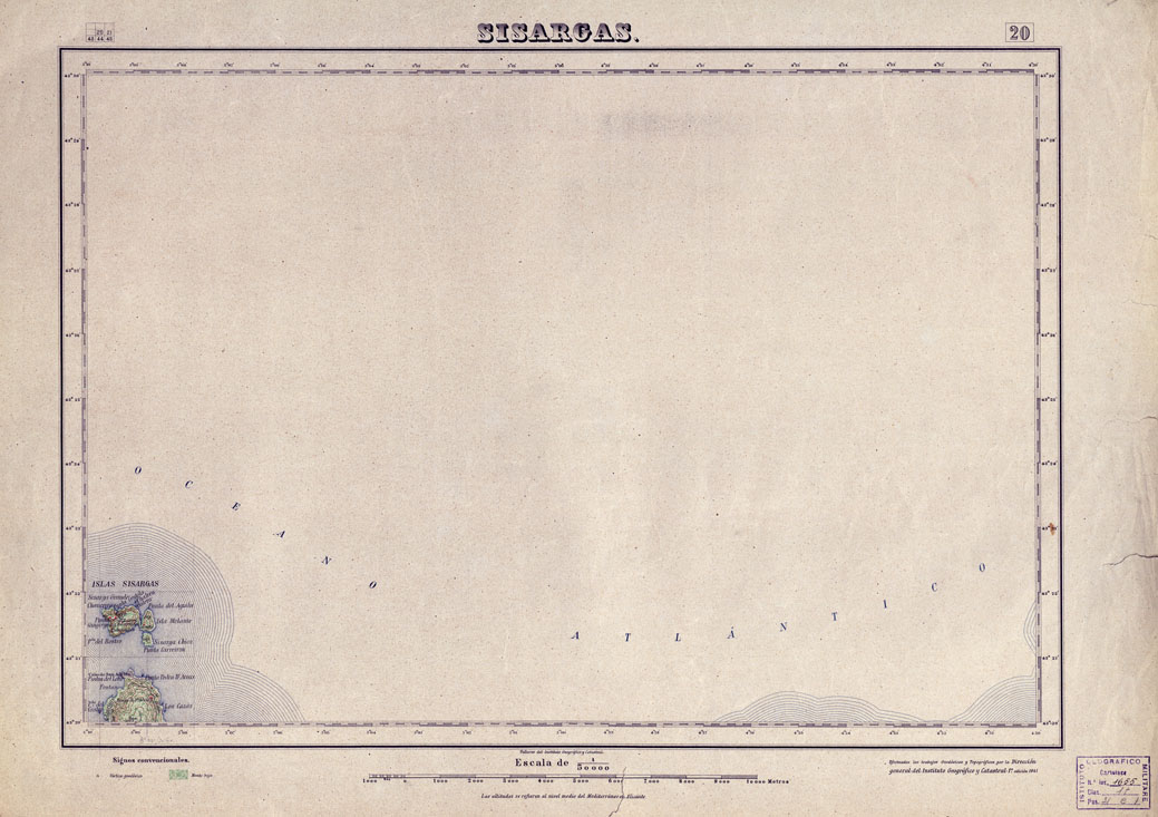 (N:18037) MAPA TOPOGRAFICO DE ESPANA - Sisargas - Foglio 20 (B0014542) Carte e stampe antiche: riproduzione a colori su carta (formato A1)