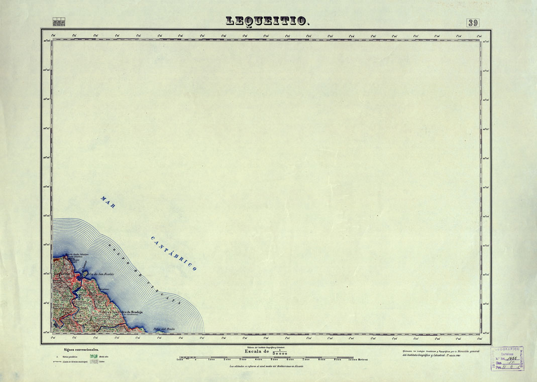 (N:18044) MAPA TOPOGRAFICO DE ESPANA - Lequeitio - Foglio 39 (B0014548) Carte e stampe antiche: riproduzione a colori su carta (formato A1)