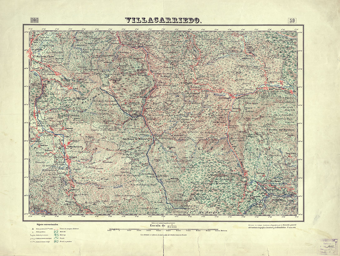 (N:18052) MAPA TOPOGRAFICO DE ESPANA - Villacarriedo - Foglio 59 (B0014555) Carte e stampe antiche: riproduzione a colori su carta (formato A1)