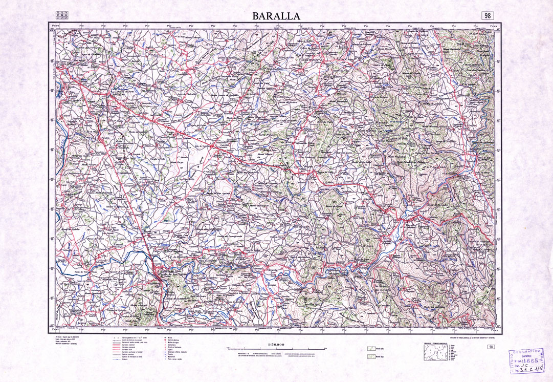 (N:18076) MAPA TOPOGRAFICO DE ESPANA - Baralla - Foglio 98 (B0014568) Carte e stampe antiche: riproduzione a colori su carta (formato A1)