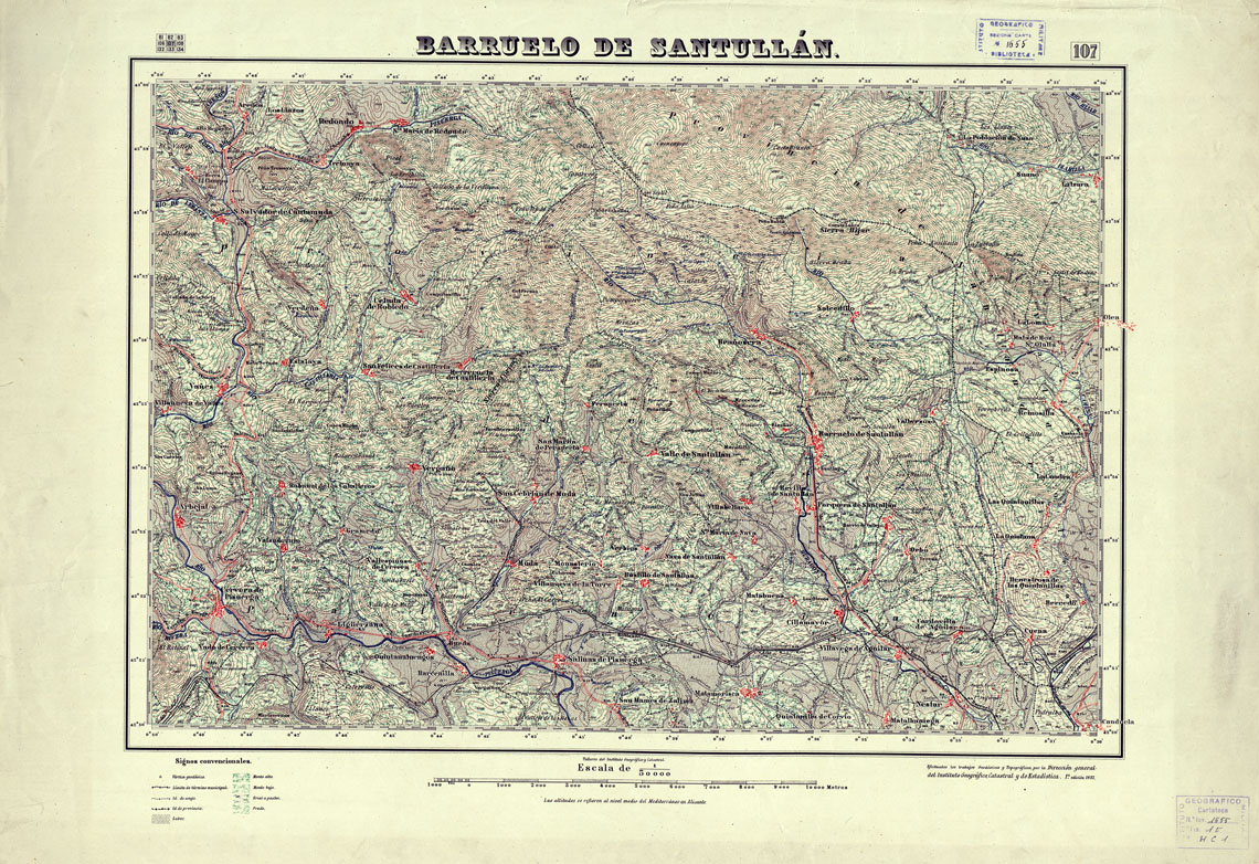 (N:18112) MAPA TOPOGRAFICO DE ESPANA - Barruelo de Santullan - Foglio 107 (B0014573) Carte e stampe antiche: riproduzione a colori su carta (formato A1)
