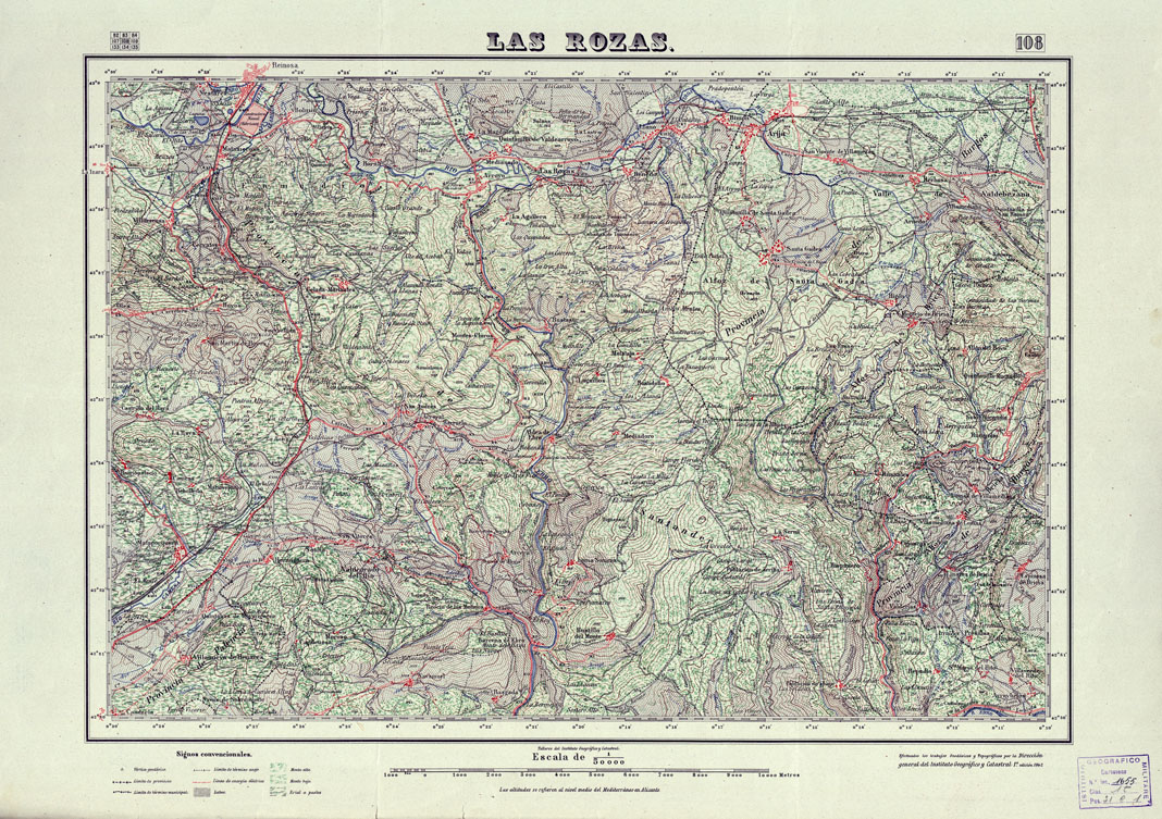 (N:18115) MAPA TOPOGRAFICO DE ESPANA - Las Rozas - Foglio 108 (B0014574) Carte e stampe antiche: riproduzione a colori su carta (formato A1)