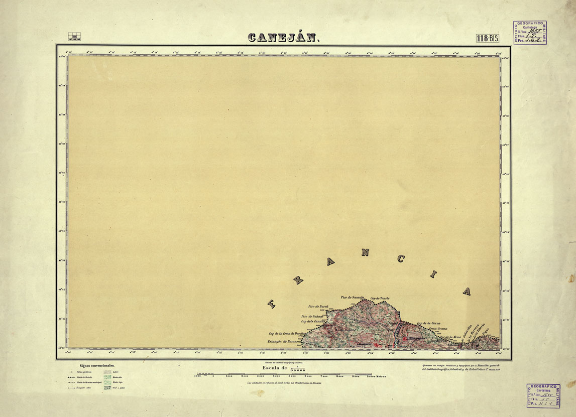 (N:18124) MAPA TOPOGRAFICO DE ESPANA - Canejan - Foglio 118 Bis (B0014583) Carte e stampe antiche: riproduzione a colori su carta (formato A1)