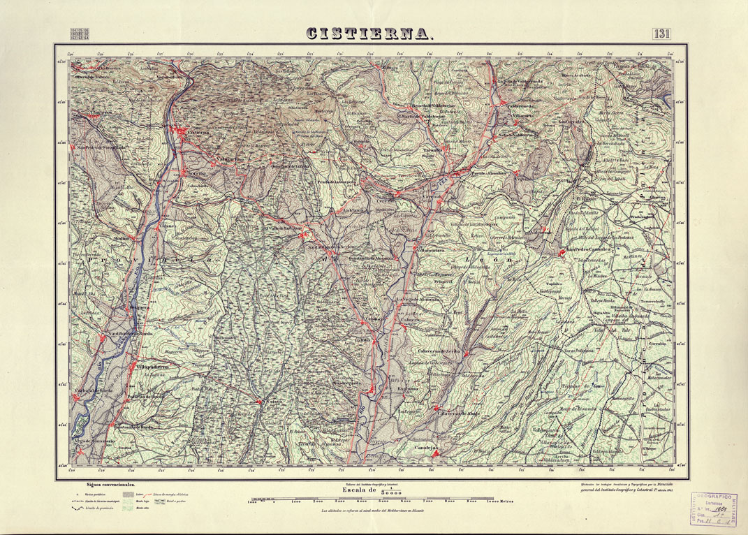 (N:18128) MAPA TOPOGRAFICO DE ESPANA - Cistierna - Foglio 131 (B0014587) Carte e stampe antiche: riproduzione a colori su carta (formato A1)