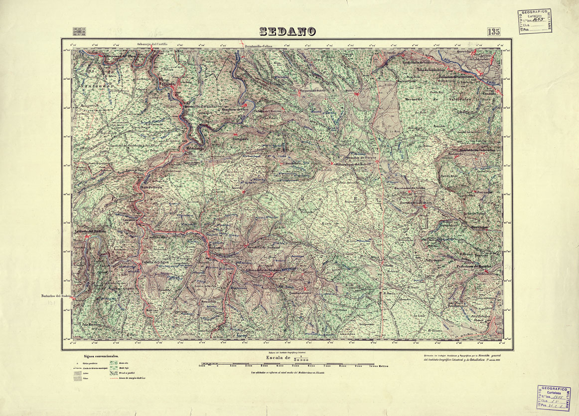 (N:18132) MAPA TOPOGRAFICO DE ESPANA - Sedano - Foglio 135 (B0014591) Carte e stampe antiche: riproduzione a colori su carta (formato A1)