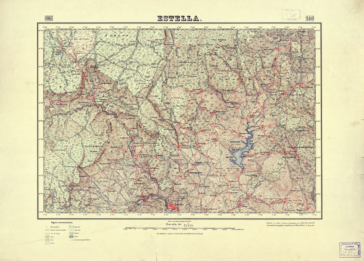 (N:18137) MAPA TOPOGRAFICO DE ESPANA - Estella - Foglio 140 (B0014596) Carte e stampe antiche: riproduzione a colori su carta (formato A1)
