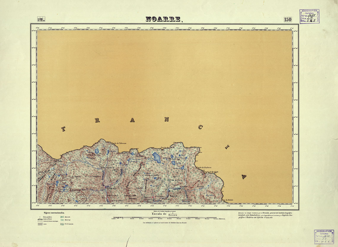 (N:18147) MAPA TOPOGRAFICO DE ESPANA - Noarre - Foglio 150 (B0014606) Carte e stampe antiche: riproduzione a colori su carta (formato A1)