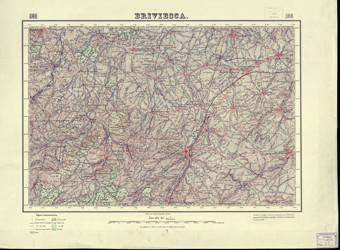 (N:18162) MAPA TOPOGRAFICO DE ESPANA - Briviesca - Foglio 168 (B0014618) Carte e stampe antiche: riproduzione a colori su carta (formato A1)