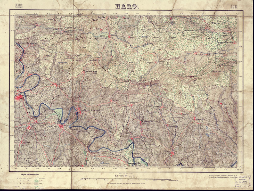 (N:18164) MAPA TOPOGRAFICO DE ESPANA - Haro - Foglio 170 (B0014620) Carte e stampe antiche: riproduzione a colori su carta (formato A1)