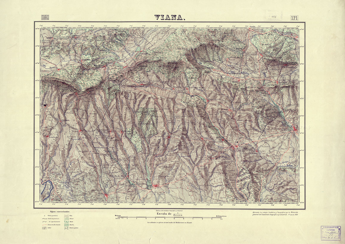 (N:18165) MAPA TOPOGRAFICO DE ESPANA - Viana - Foglio 171 (B0014621) Carte e stampe antiche: riproduzione a colori su carta (formato A1)
