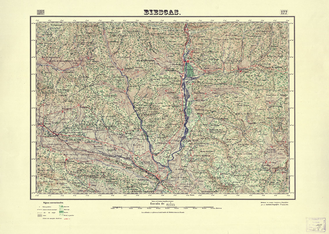 (N:18014) MAPA TOPOGRAFICO DE ESPANA - Biescas - Foglio 177 (B0014627) Carte e stampe antiche: riproduzione a colori su carta (formato A1)