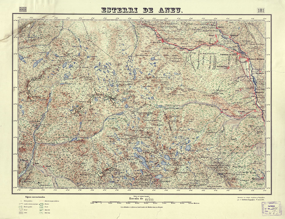 (N:18018) MAPA TOPOGRAFICO DE ESPANA - Esterri - de Aneu - Foglio 181 (B0014631) Carte e stampe antiche: riproduzione a colori su carta (formato A1)