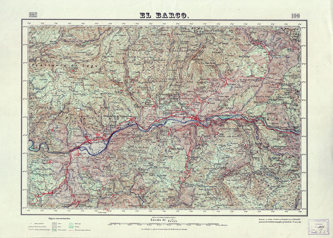 (N:18020) MAPA TOPOGRAFICO DE ESPANA - El Barco - Foglio 190 (B0014633) Carte e stampe antiche: riproduzione a colori su carta (formato A1)