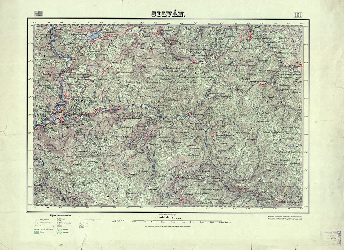(N:18021) MAPA TOPOGRAFICO DE ESPANA - Silvan - Foglio 191 (B0014634) Carte e stampe antiche: riproduzione a colori su carta (formato A1)