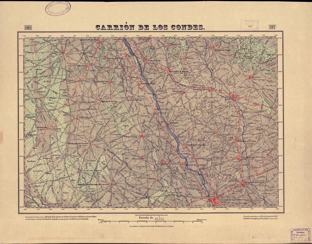 (N:18029) MAPA TOPOGRAFICO DE ESPANA - Carrion de los Condes - Foglio 197 (B0014641) Carte e stampe antiche: riproduzione a colori su carta (formato A1)