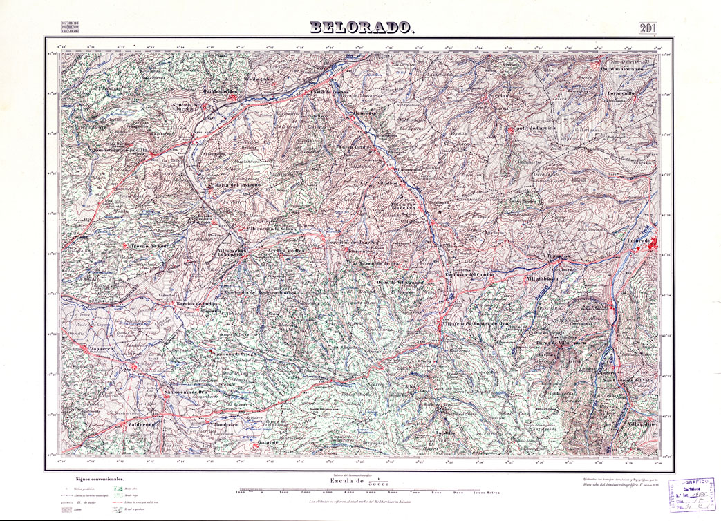 (N:18166) MAPA TOPOGRAFICO DE ESPANA - Belorado - Foglio 201 (B0014645) Carte e stampe antiche: riproduzione a colori su carta (formato A1)