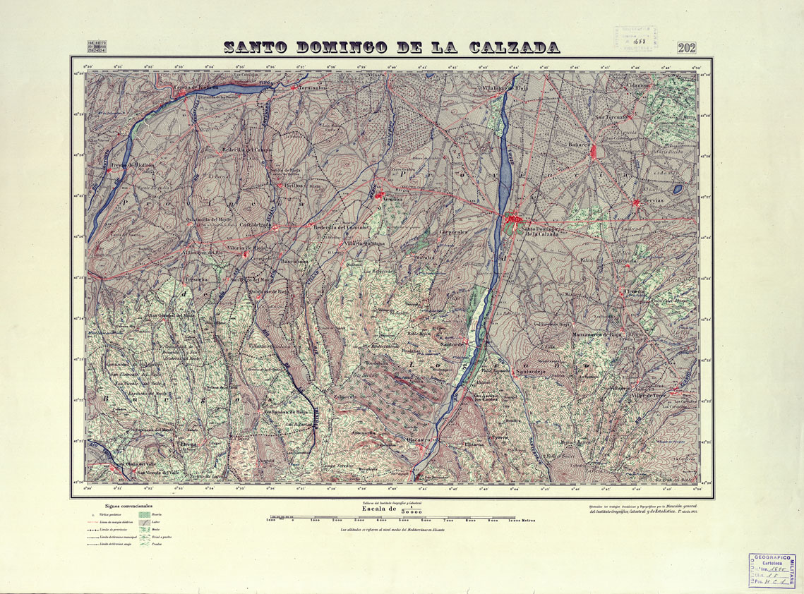 (N:18168) MAPA TOPOGRAFICO DE ESPANA - Santo Domingo de la Calzada - Foglio 202 (B0014646) Carte e stampe antiche: riproduzione a colori su carta (formato A1)