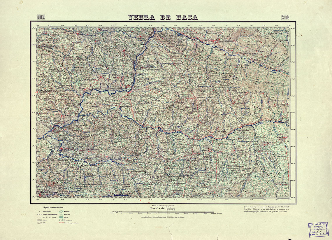 (N:18178) MAPA TOPOGRAFICO DE ESPANA - Yebra de Basa - Foglio 210 (B0014655) Carte e stampe antiche: riproduzione a colori su carta (formato A1)