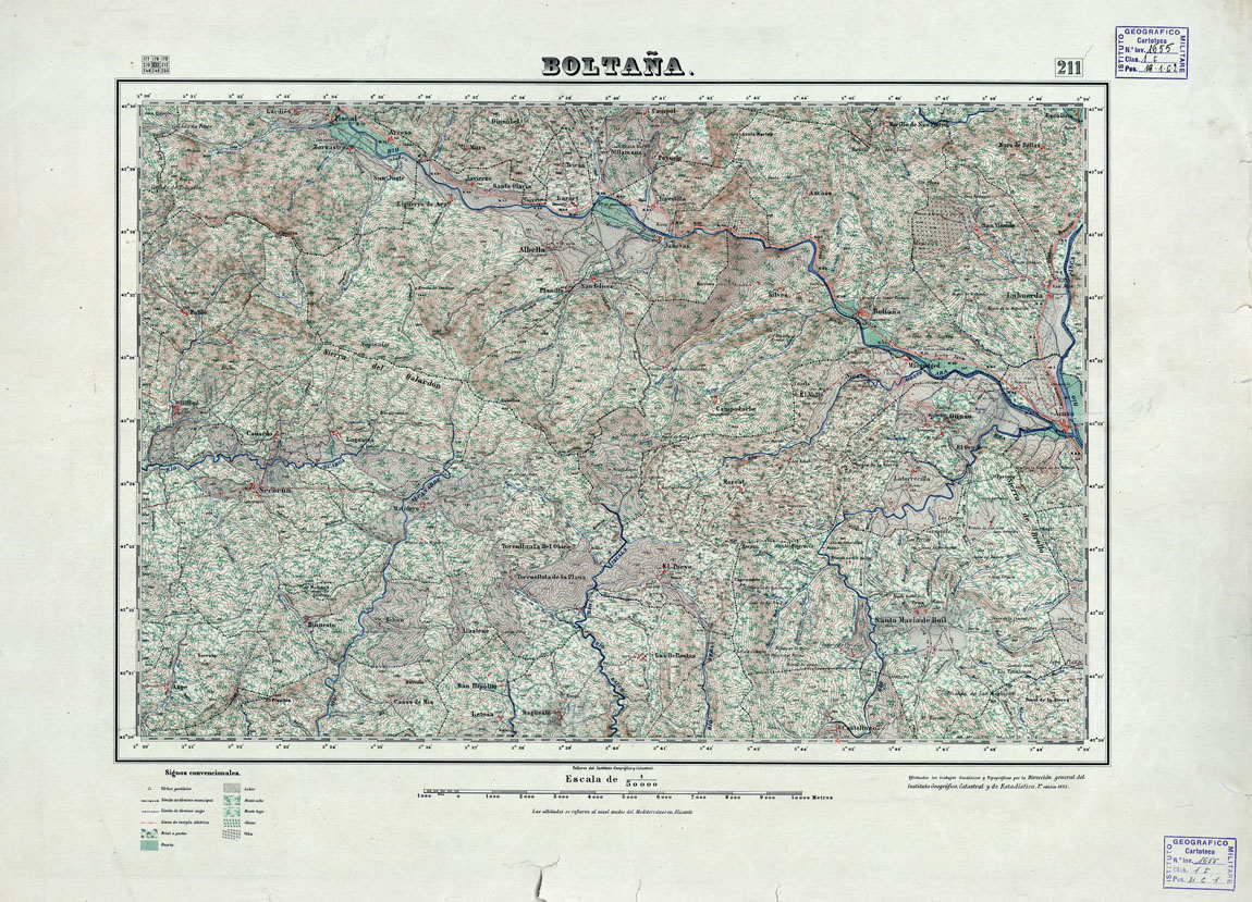 (N:18179) MAPA TOPOGRAFICO DE ESPANA - Boltana - Foglio 211 (B0014656) Carte e stampe antiche: riproduzione a colori su carta (formato A1)