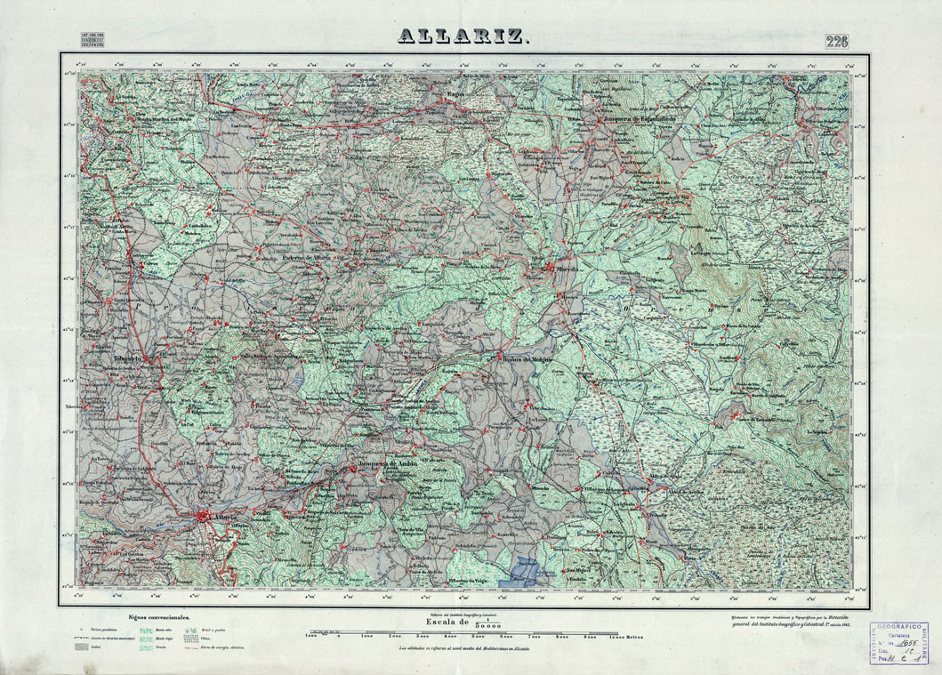 (N:18195) MAPA TOPOGRAFICO DE ESPANA - Allariz - Foglio 226 (B0014666) Carte e stampe antiche: riproduzione a colori su carta (formato A1)