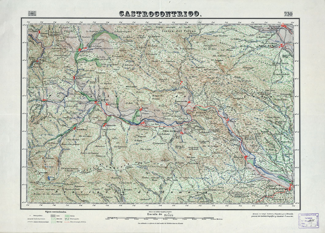 (N:18196) MAPA TOPOGRAFICO DE ESPANA - Castrocontrigo - Foglio 230 (B0014667) Carte e stampe antiche: riproduzione a colori su carta (formato A1)