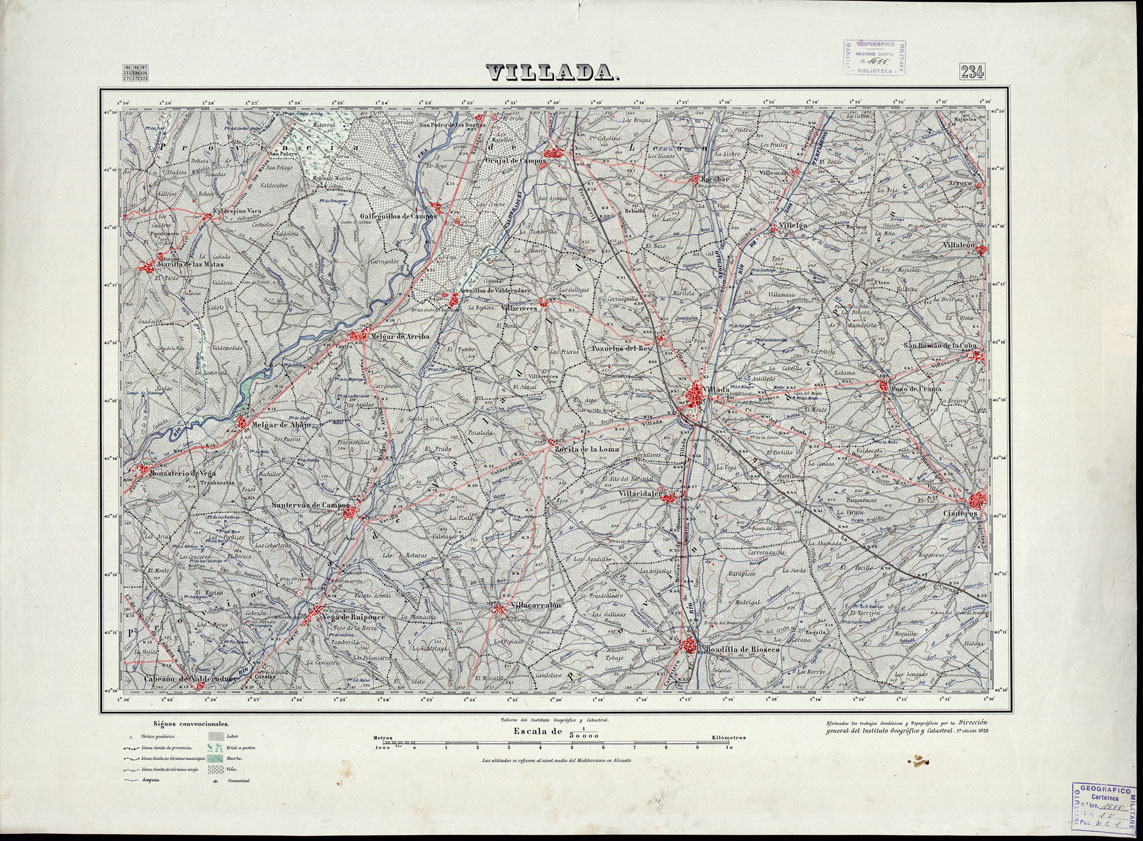 (N:18200) MAPA TOPOGRAFICO DE ESPANA - Villada - Foglio 234 (B0014671) Carte e stampe antiche: riproduzione a colori su carta (formato A1)