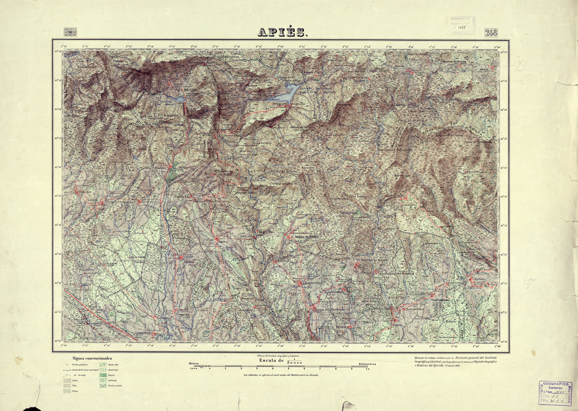 (N:18238) MAPA TOPOGRAFICO DE ESPANA - Apies - Foglio 248 (B0014684) Carte e stampe antiche: riproduzione a colori su carta (formato A1)