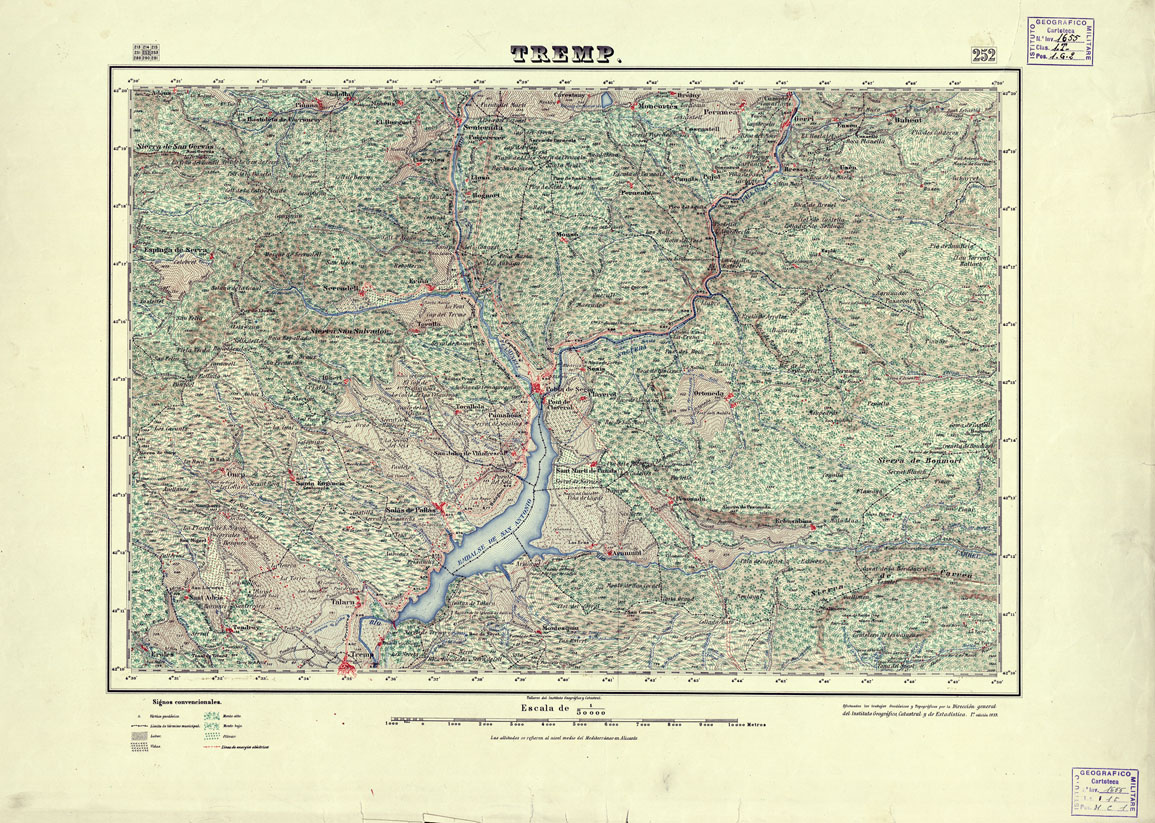 (N:18242) MAPA TOPOGRAFICO DE ESPANA - Tremp - Foglio 252 (B0014688) Carte e stampe antiche: riproduzione a colori su carta (formato A1)
