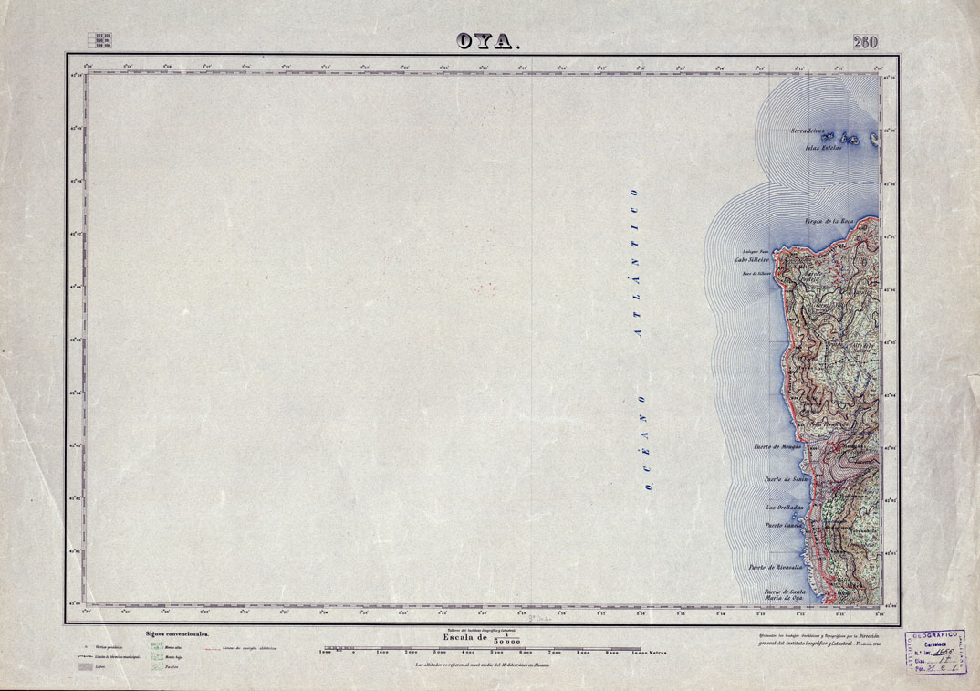 (N:18249) MAPA TOPOGRAFICO DE ESPANA - Oya - Foglio 260 (B0014695) Carte e stampe antiche: riproduzione a colori su carta (formato A1)