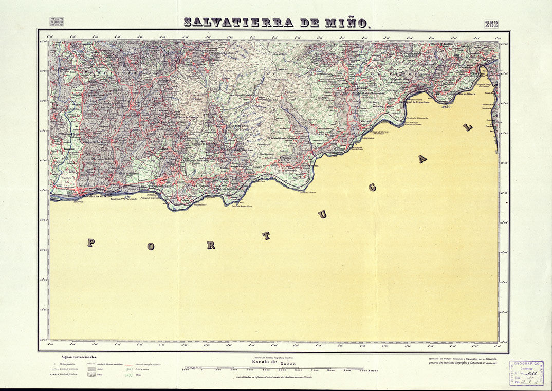 (N:18250) MAPA TOPOGRAFICO DE ESPANA - Salvatierra de Mino - Foglio 262 (B0014696) Carte e stampe antiche: riproduzione a colori su carta (formato A1)