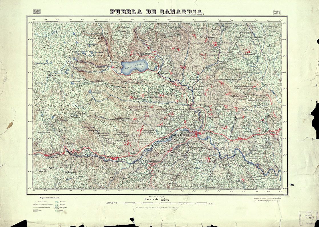(N:18252) MAPA TOPOGRAFICO DE ESPANA - Puebla de Sanabria - Foglio 267 (B0014698) Carte e stampe antiche: riproduzione a colori su carta (formato A1)